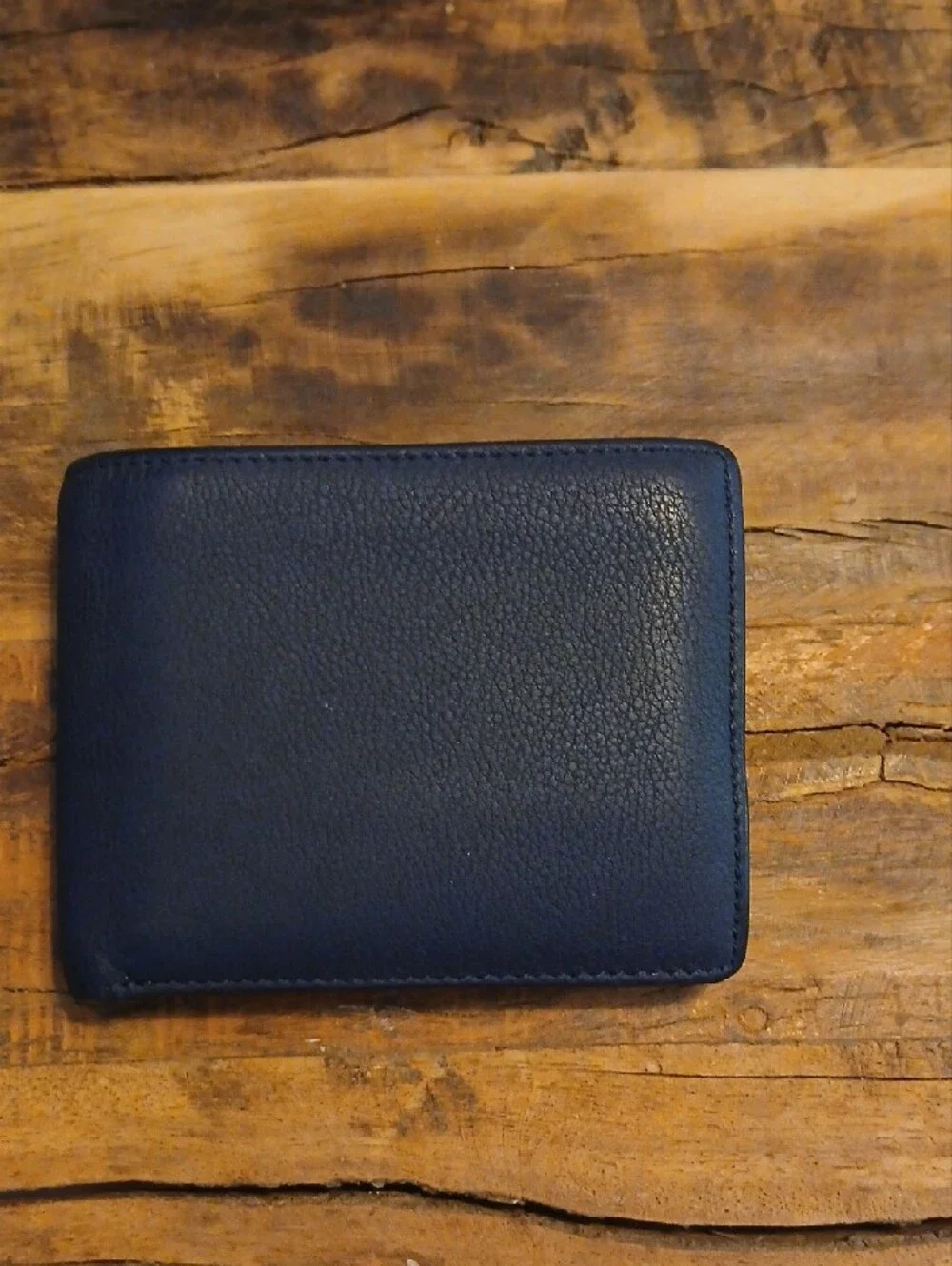 FUJITAKA Blue & Cognac Leather Accessory MULTI-Card Wallet W/ Coinpocket